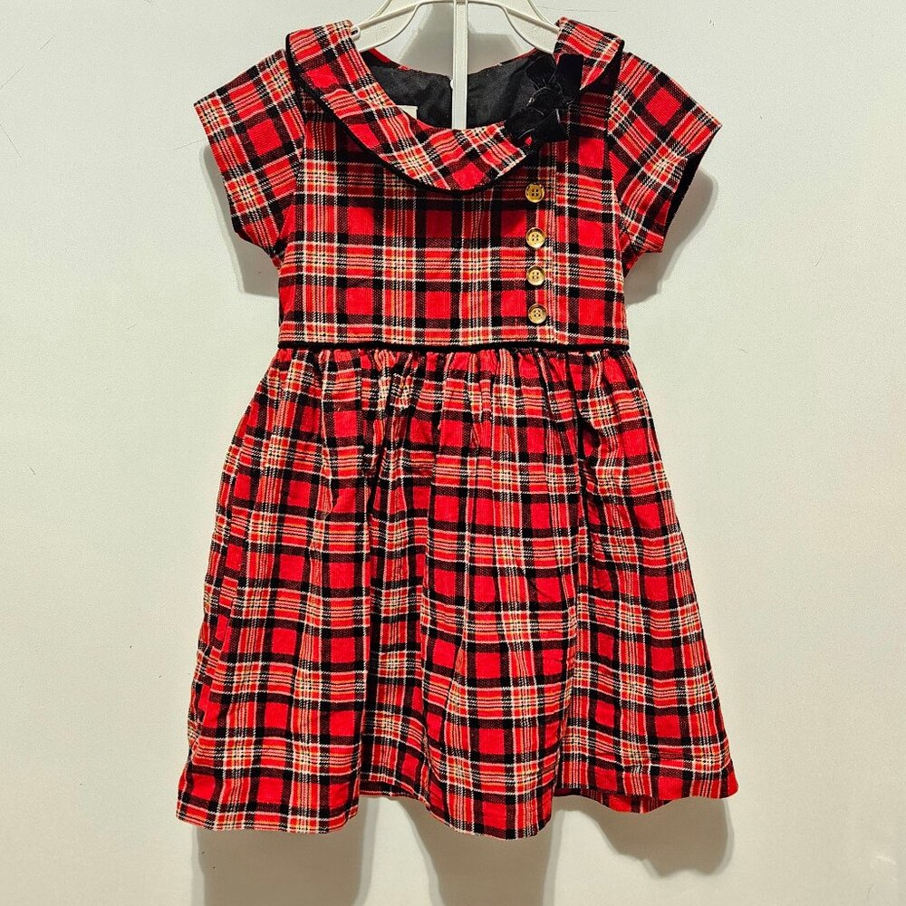 RETRO BONNIE JEAN GIRLS 100% COTTON PLAID DRESS (3T)